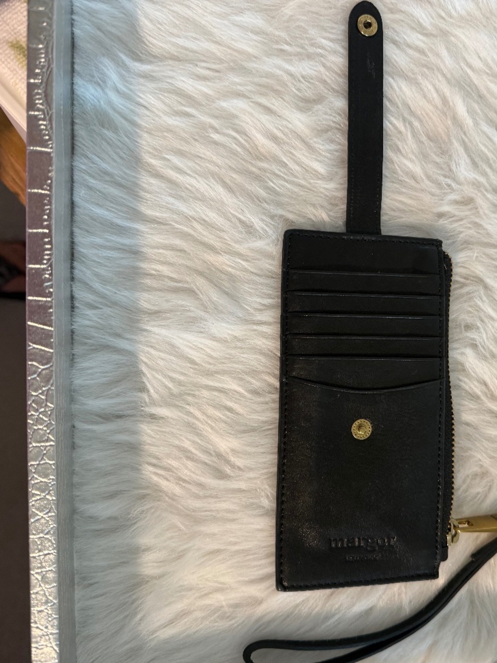 Margot Black Leather 12 Card Holder Wallet - Picture 3 of 5